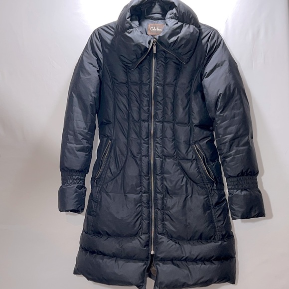Cole Haan Jackets & Blazers - Cole Haan Black Fully Lined Belted Puffer Zip Closure Coat Front Pockets Size S